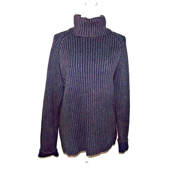 Ralph Lauren Polo Jeans Co Cotton Wool Marled Distressed Sweater Turtleneck Med - Picture 1 of 12
